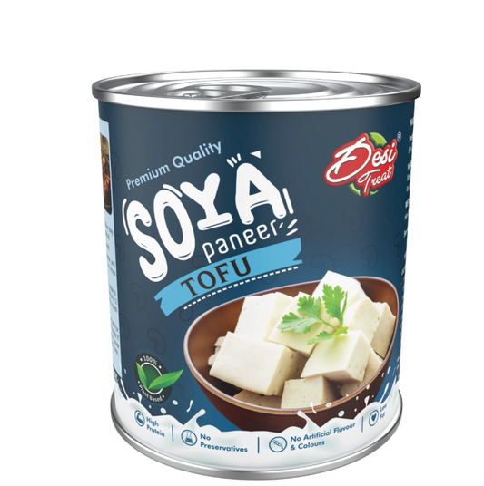Desi Treat's Soya Paneer (Tofu), Canned Bean Curd in Water [12 Cans/ Box]